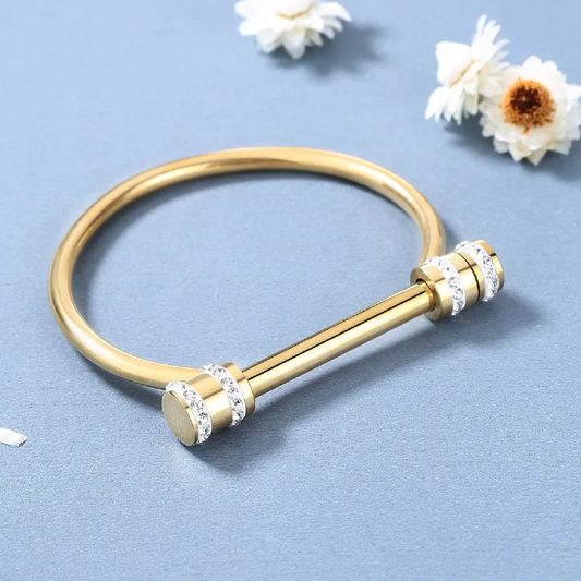 Trending T-Bar 18K Gold Plated Cuff Bangle Stainless Steel