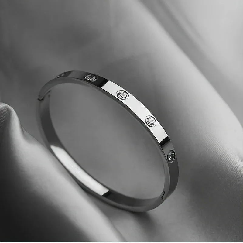 Trending Silver Plated Stacking Bangle with Zircon Stones