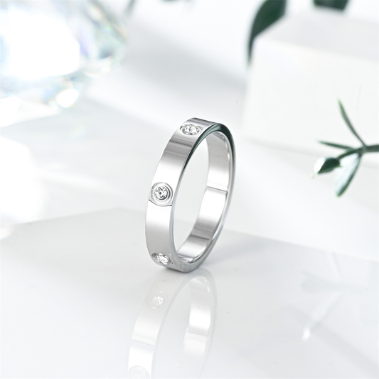 Silver Plated Classic Diamond Band Stainless Steel