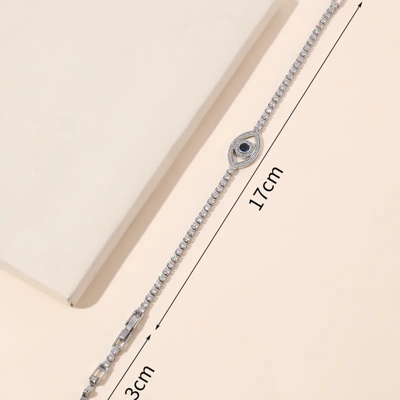 Silver Plated Sparkling Zircon Evil Eye Bracelet Stainless Steel