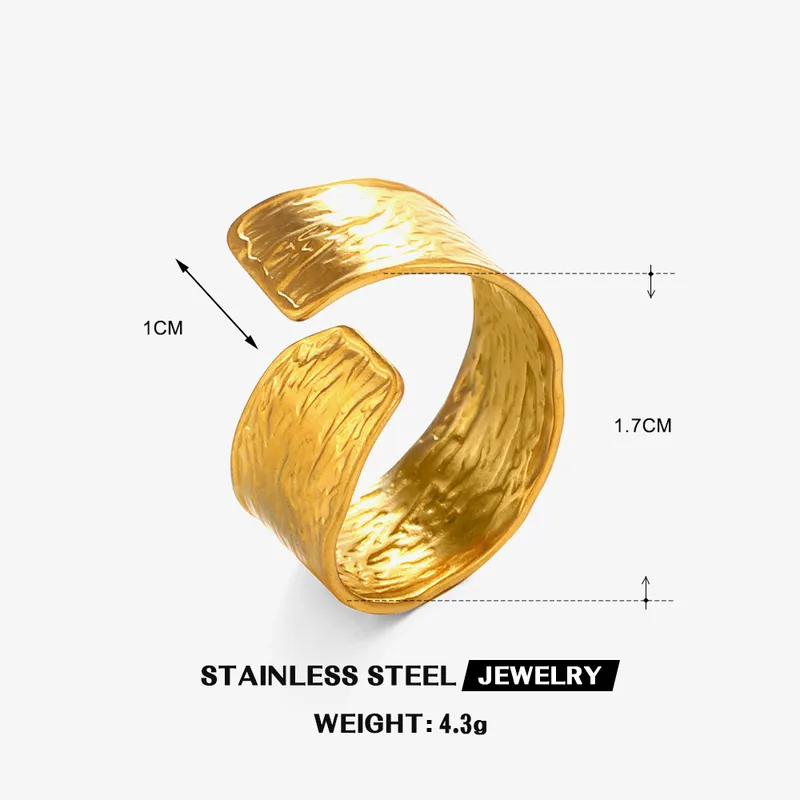 18K Gold Plated Twisted Statement Open Ring Stainless Steel
