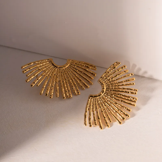Statement Textured Sun Earrings 18K Gold Plated Stainless Steel