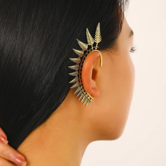 Statement Leaf Ear Cuff 18K Gold Plated Stainless Steel
