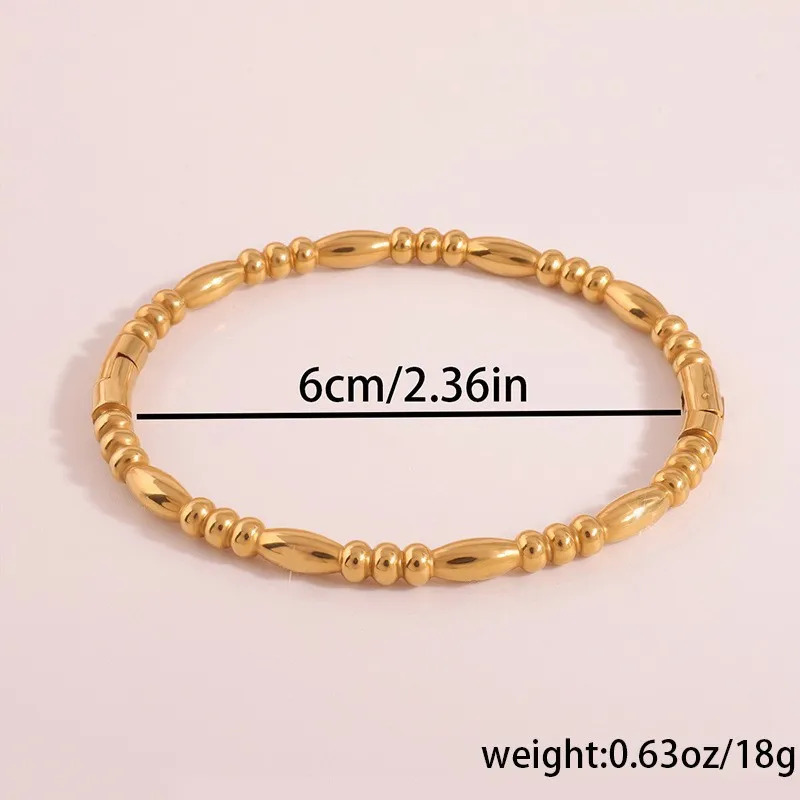 Gold Bead Bangle, Boho Stacking Bangle, Stainless Steel