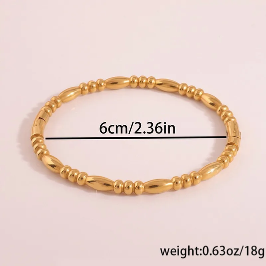 Gold Bead Bangle, Boho Stacking Bangle, Stainless Steel