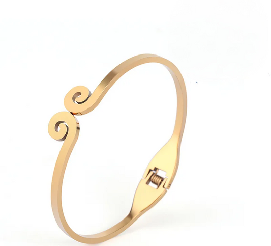 Gold Swirl Bangle, Stainless Steel Stacking Bangle