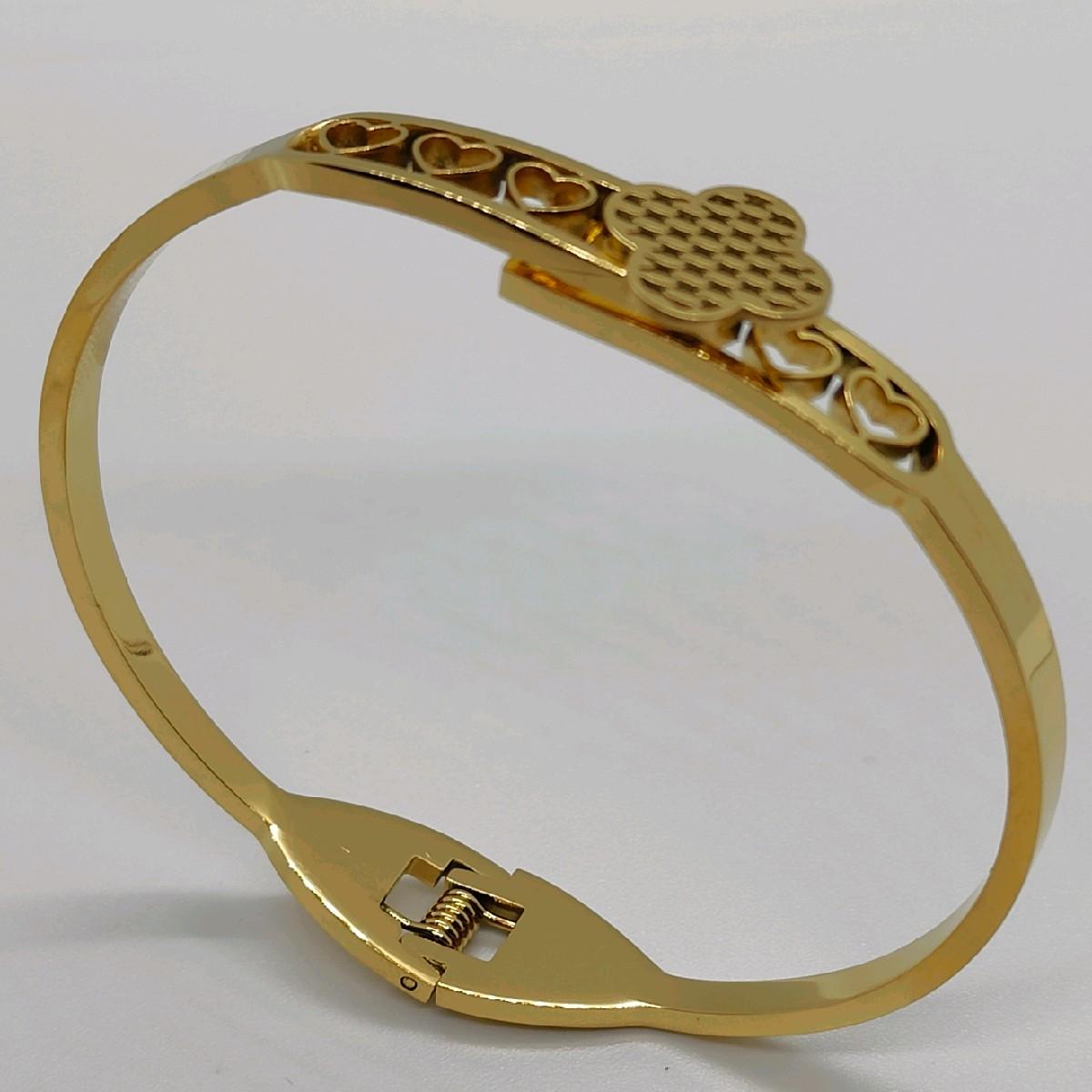 18K Gold Plated Hollow Heart Clover Bangle Stainless Steel
