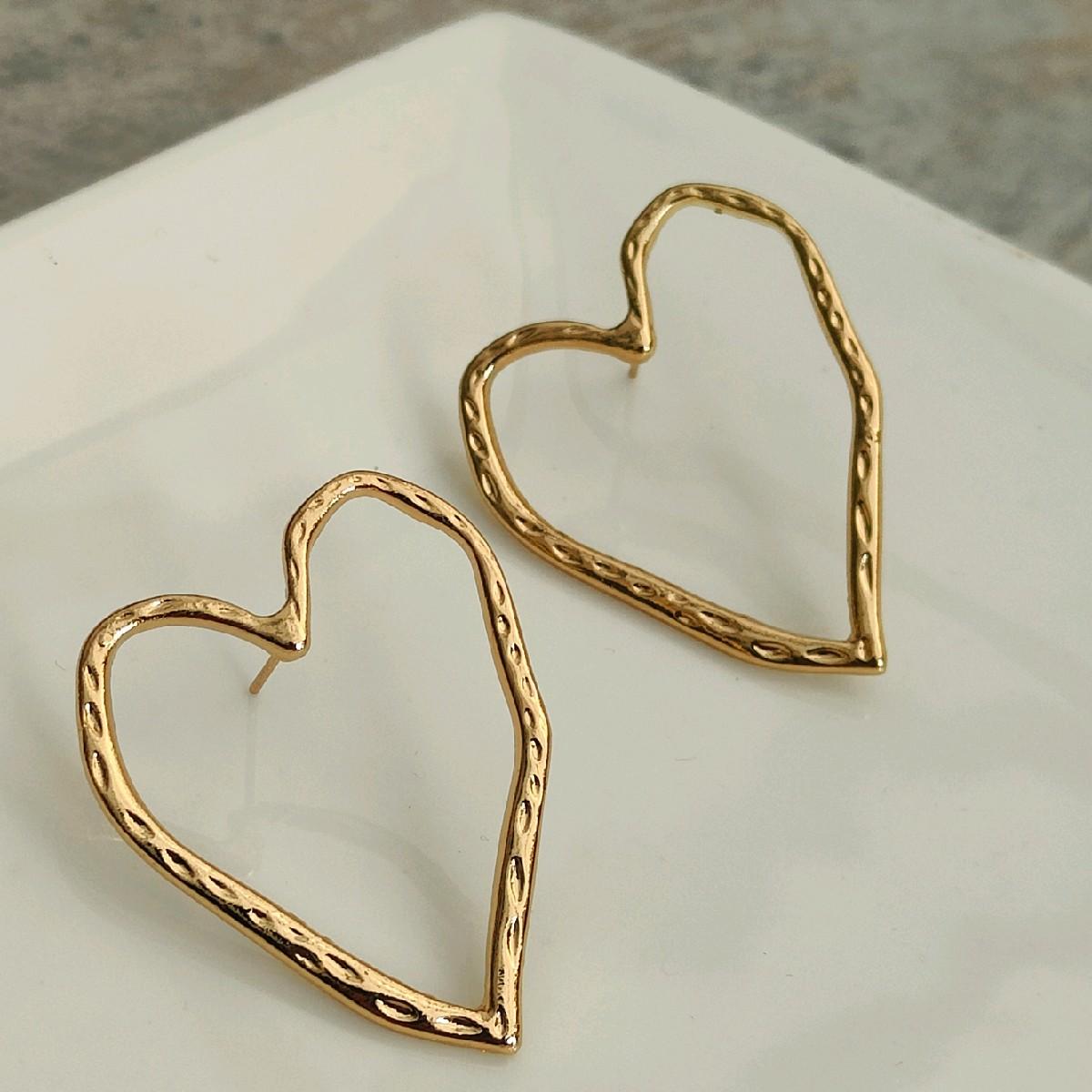 18K Gold Plated Abstract Heart Earrings