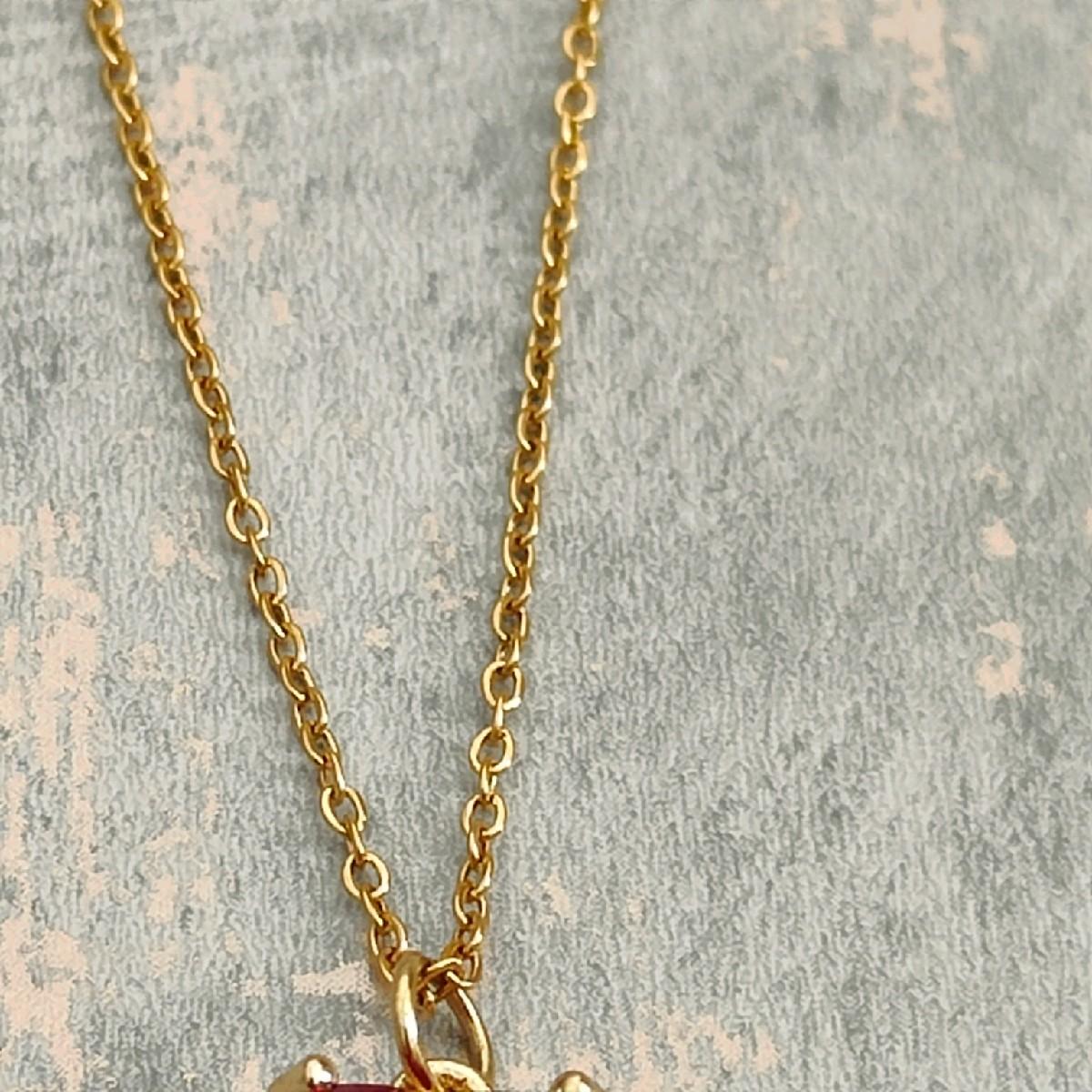 18K Gold Plated Necklace with Red Heart CZ Stone