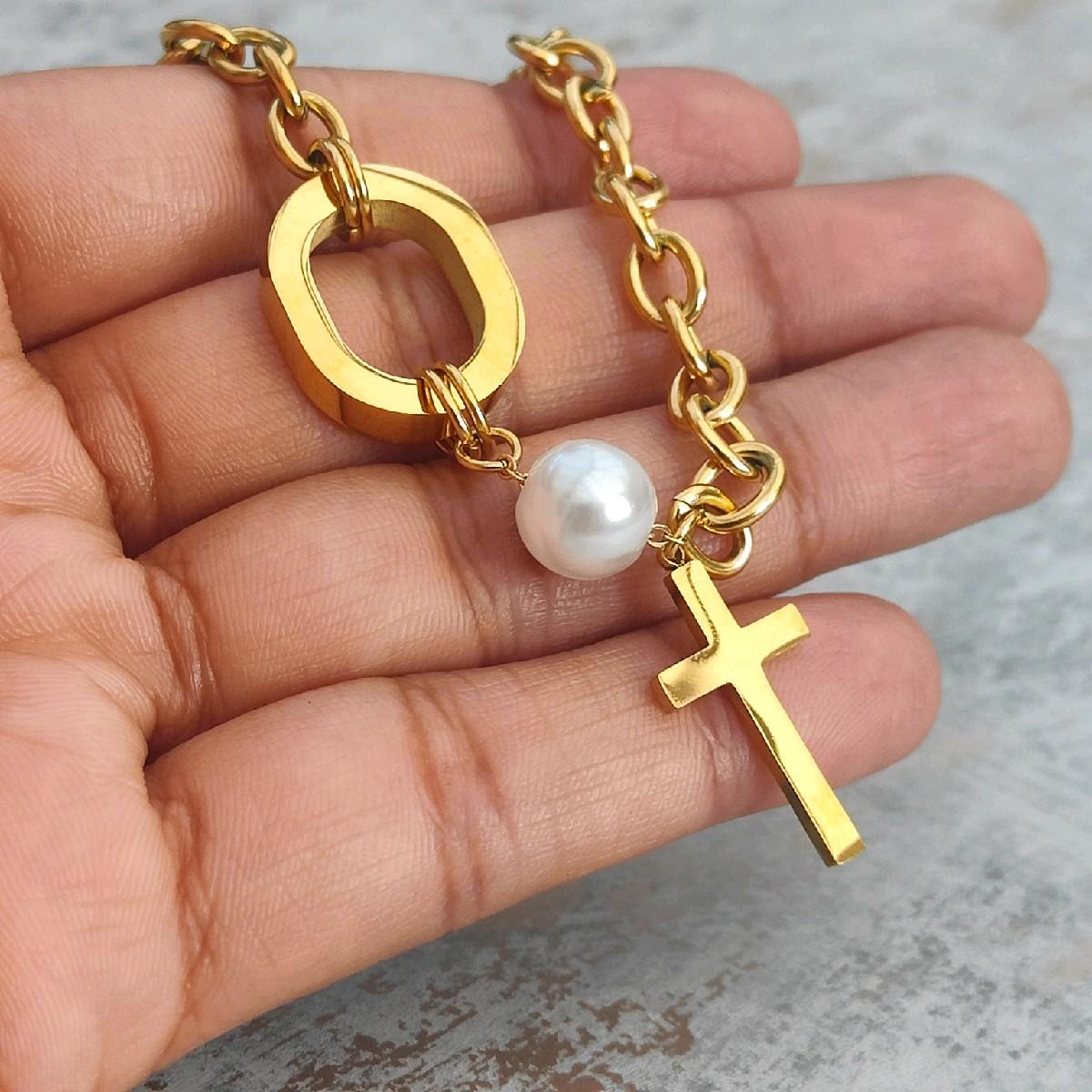 18K Gold Plated Trending Chunky Cross Pendant Necklace