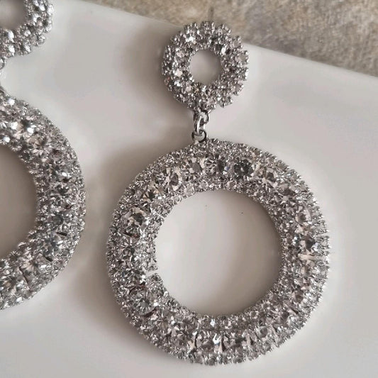 Sparkling Silver Plated Statement Earrings