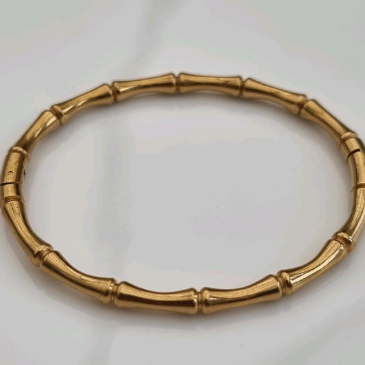 18K Gold Plated Bamboo Design Bangle Stainless Steel