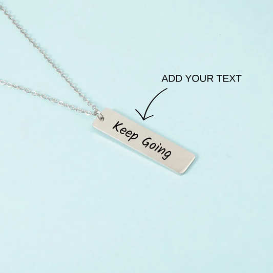 Customised Rectangle Pendant, Personalised Vertical Pendant, Engraveable Gold Silver Pendant Necklace For Men and Women