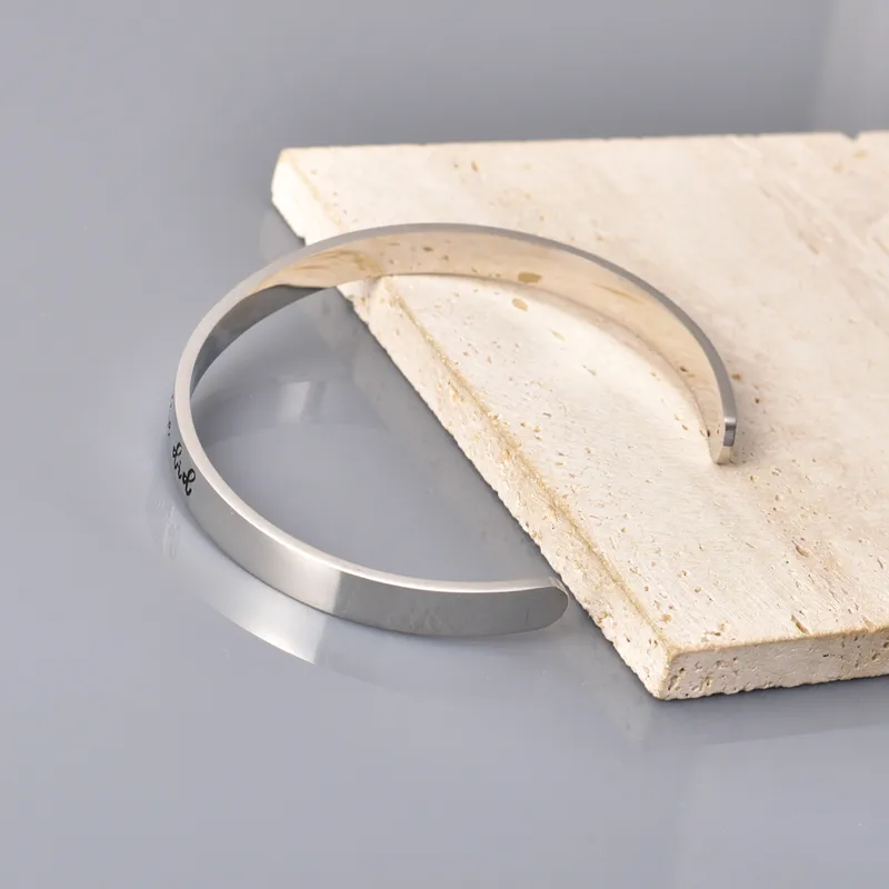 Affirmation She Believed She Could So She Did Engraved Cuff Bangle, Stainless Steel