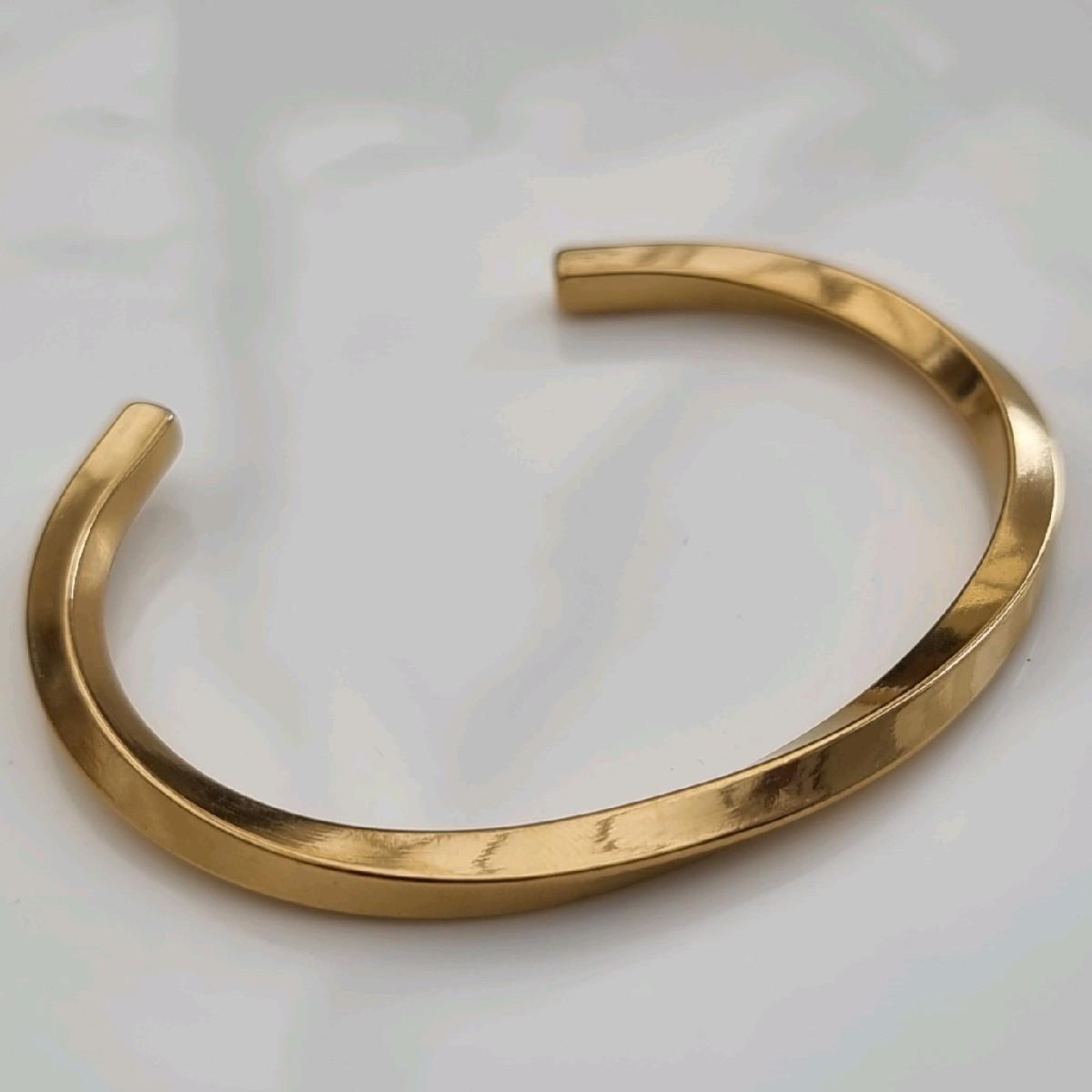 18k Gold Plated Twisted Cuff Bangle Stainless Steel
