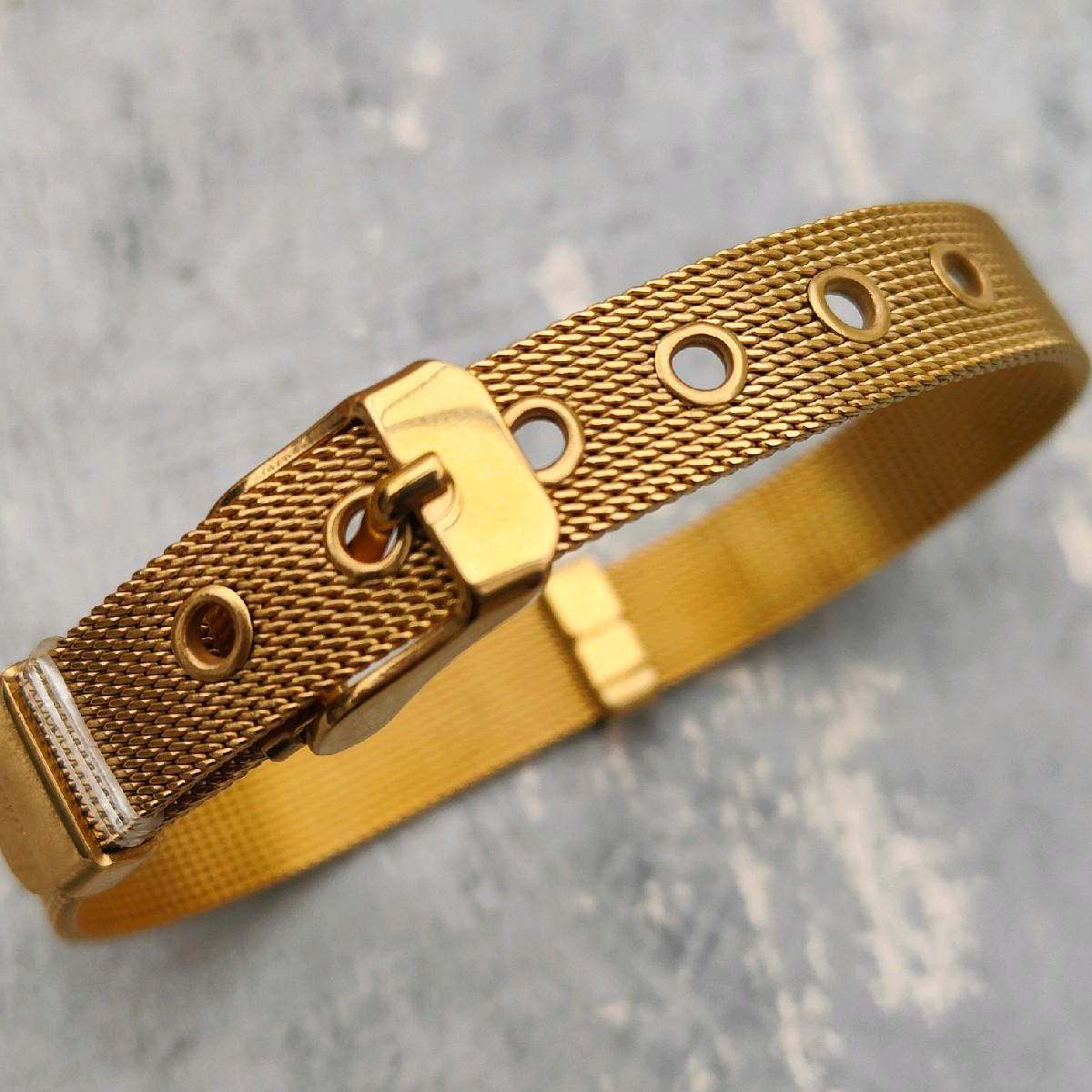18K Gold Plated Adjustable Mesh  Bracelet Stainless Steel