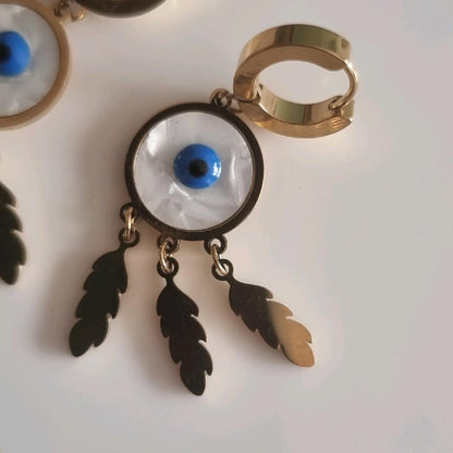 18k Gold Plated Evil Eye Huggie Hoop Earrings