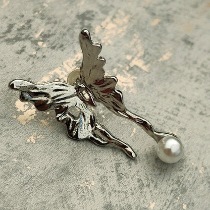 Silver Plated Butterfly Pearl Earrings