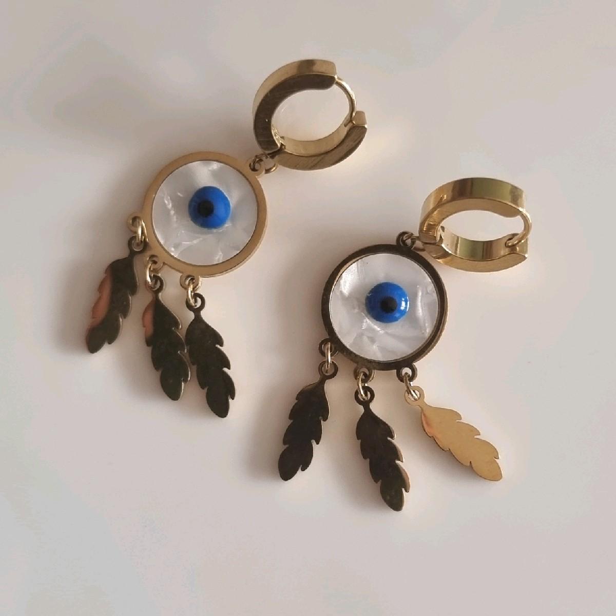 18k Gold Plated Evil Eye Huggie Hoop Earrings