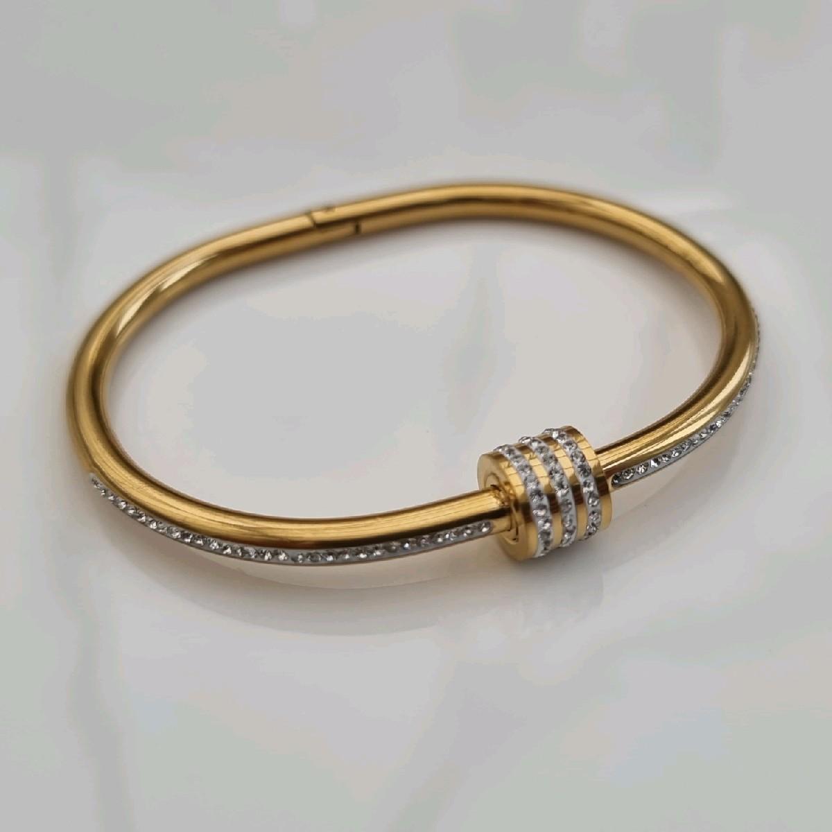 Gold Barrel Bangle 18k Gold Plated Bangle