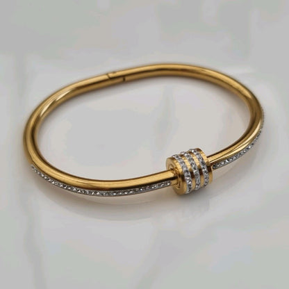 Gold Barrel Bangle 18k Gold Plated Bangle