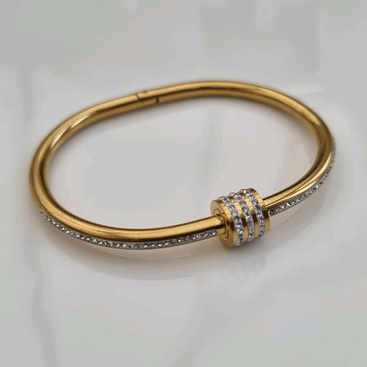 Gold Barrel Bangle 18k Gold Plated Bangle