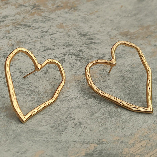 18K Gold Plated Abstract Heart Earrings