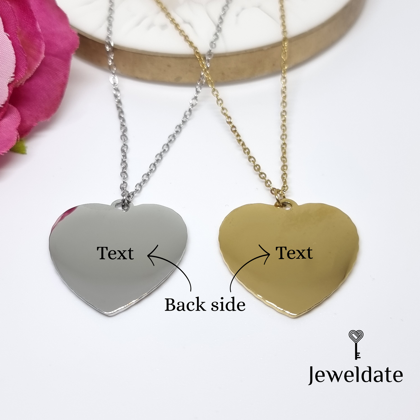 Personalised Necklace Gift Jewellery Custom Engraved Necklace Heart Pendant