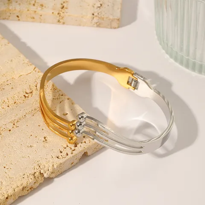 Statement Design Gold and Silver Bangle Stainless Steel