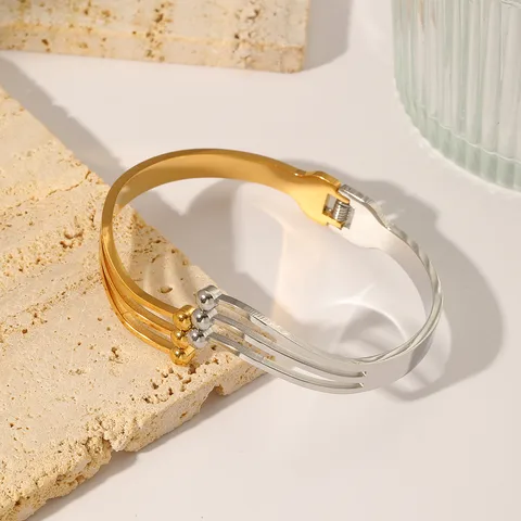 Statement Design Gold and Silver Bangle Stainless Steel