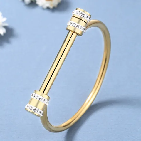 Trending T-Bar 18K Gold Plated Cuff Bangle Stainless Steel