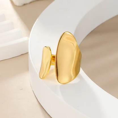 Abstract Statement Open Adjustable Ring 18K Gold Plated Stainless Steel