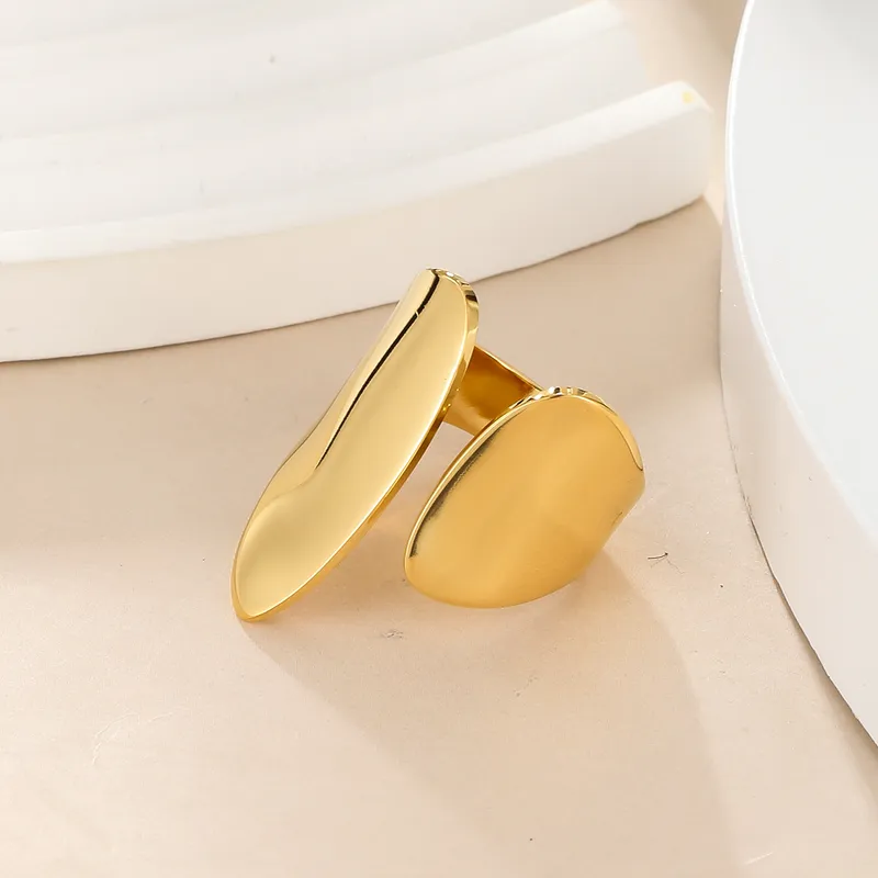 Abstract Statement Open Adjustable Ring 18K Gold Plated Stainless Steel
