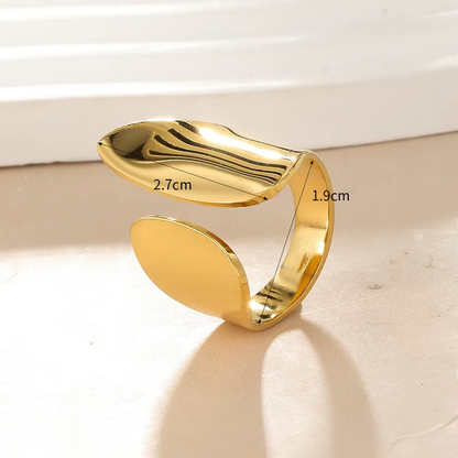 Abstract Statement Open Adjustable Ring 18K Gold Plated Stainless Steel