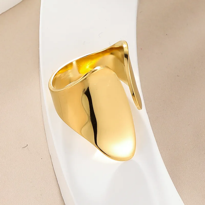 Abstract Statement Open Adjustable Ring 18K Gold Plated Stainless Steel