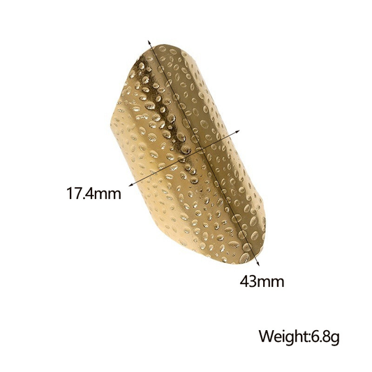 Silver Plated Long Statement Textured Ring Stainless Steel