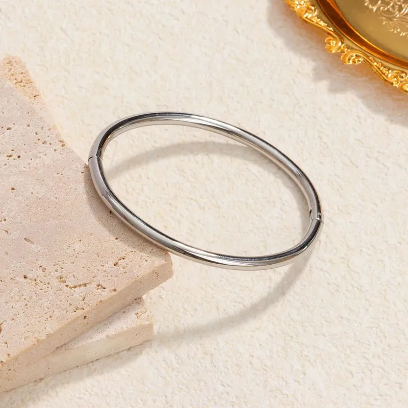 Every Stacking Simple Silver Plated Bangle Hypoallergenic Stainless Steel