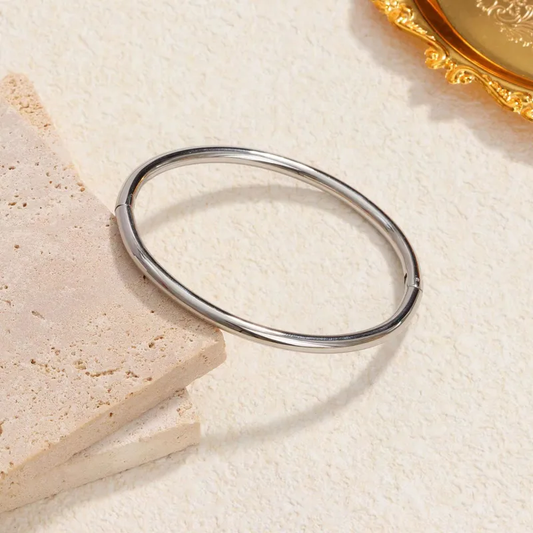Every Stacking Simple Silver Plated Bangle Hypoallergenic Stainless Steel