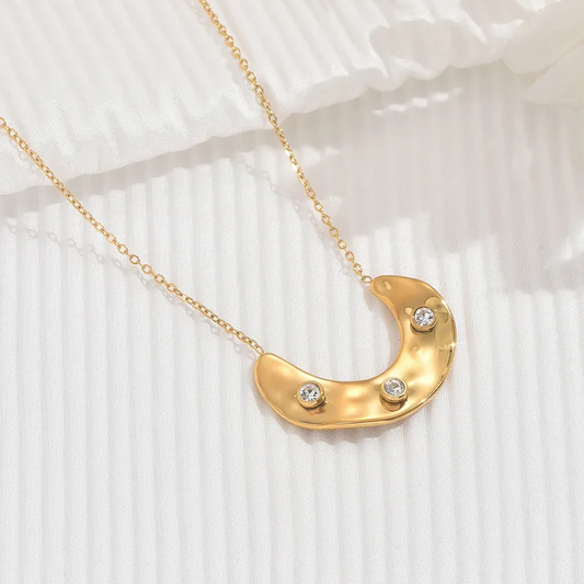 18K Gold Plated Abstract Pendant Necklace with CZ