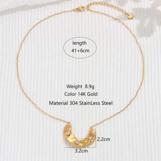 18K Gold Plated Abstract Pendant Necklace with CZ