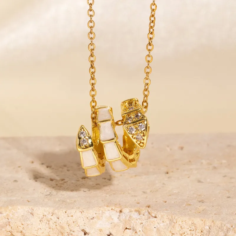 Twisted Enamel Snake Pendant Necklace Hypoallergenic