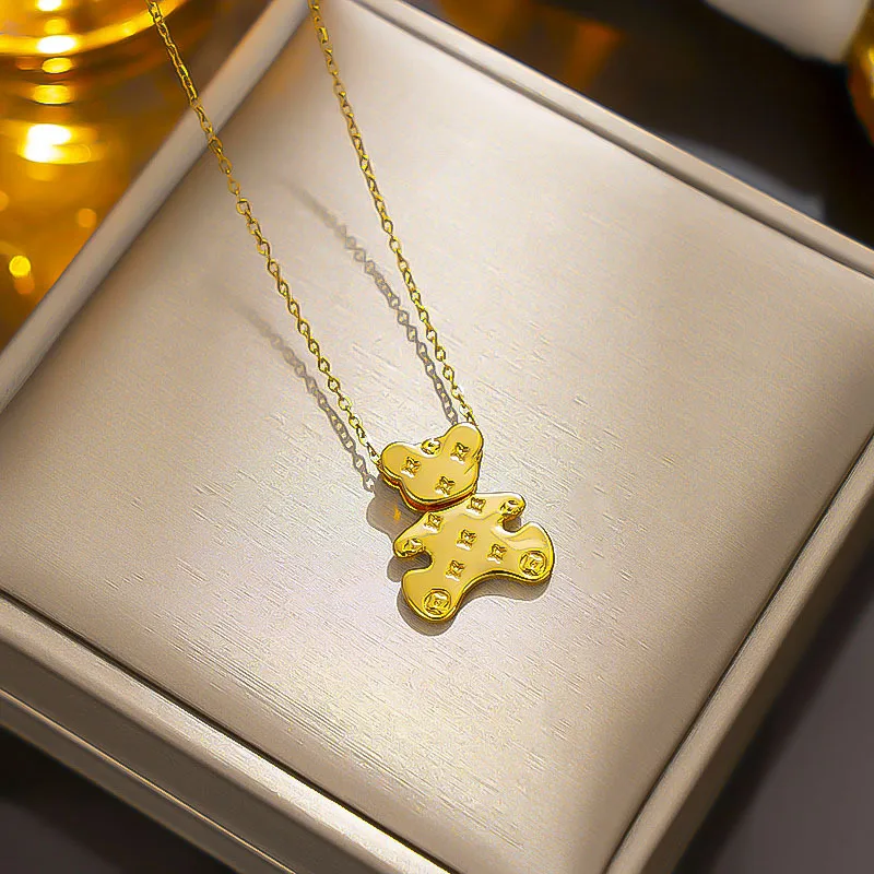 Trending Teddy Pendant Necklace Hypoallergenic