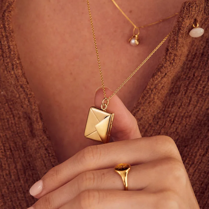 Trending Envelope Card Pendant Necklace 18K Gold Plated 316L SS