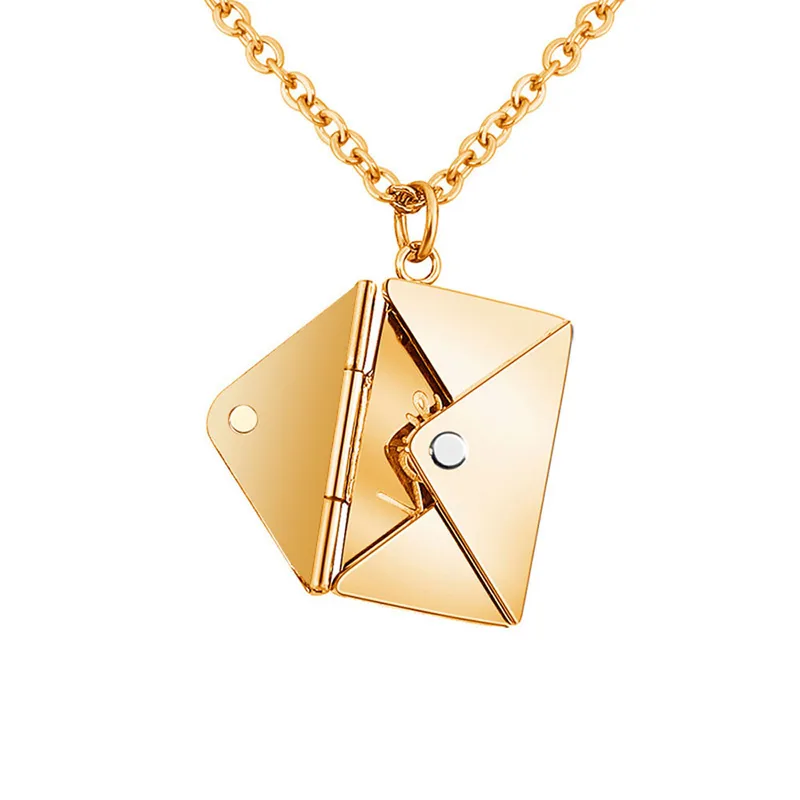18k Gold Plated Trending Envelope Card Pendant Necklace