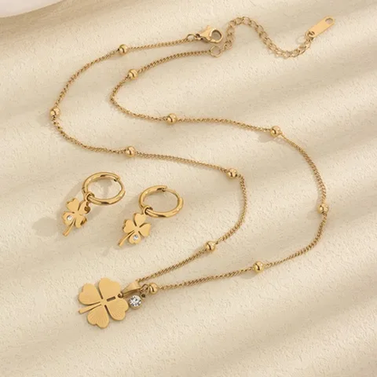 Flower Pendant Earrings Necklace Earrings 18K Gold Plated