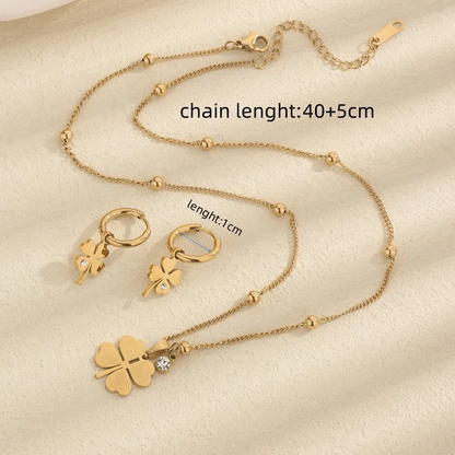 Flower Pendant Earrings Necklace Earrings 18K Gold Plated