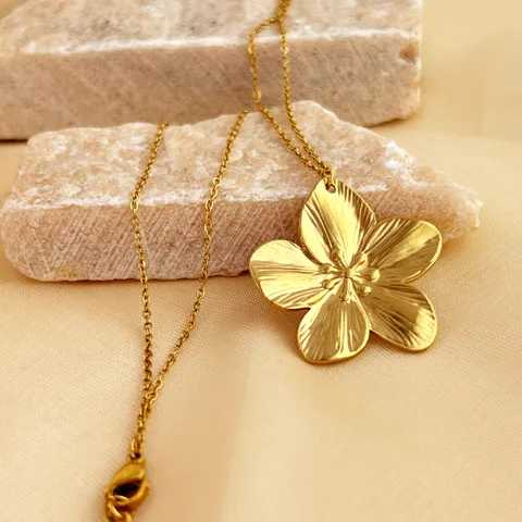 18K Gold Plated Flower Pendant with Chain