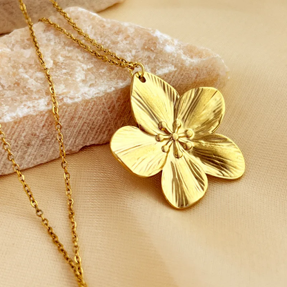 18K Gold Plated Flower Pendant with Chain