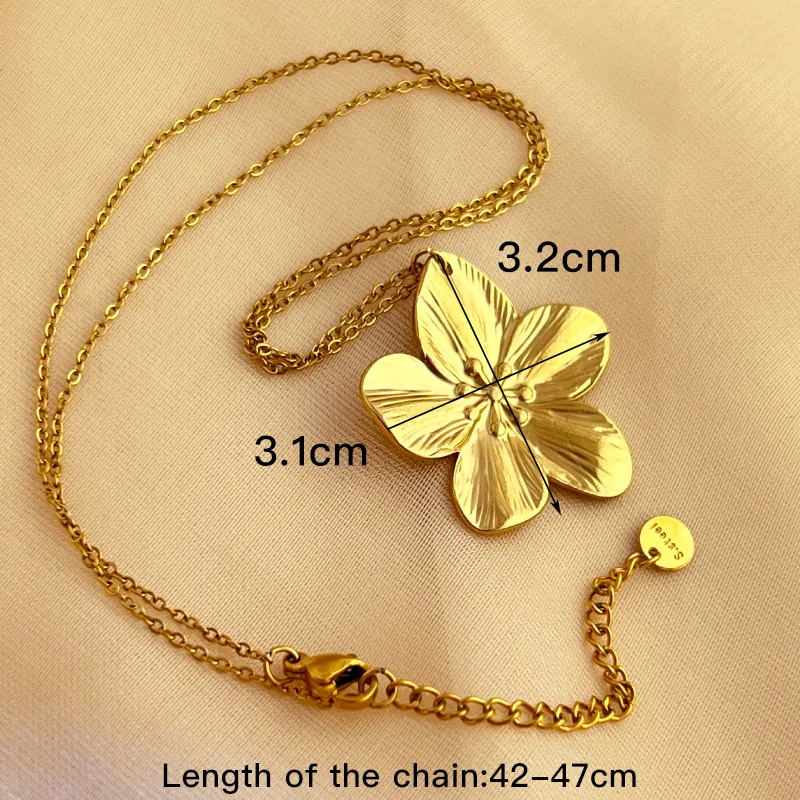 18K Gold Plated Flower Pendant with Chain
