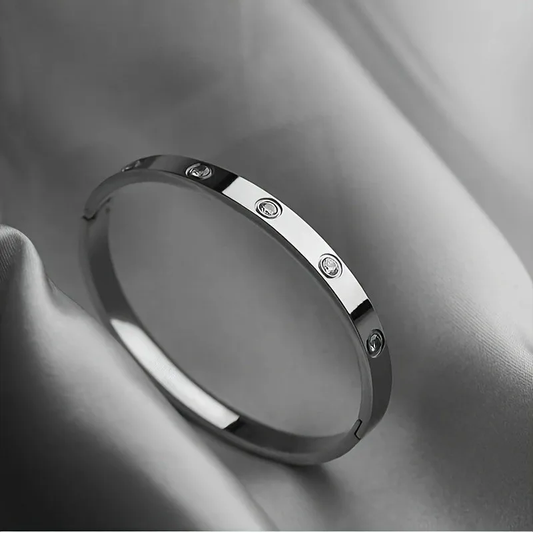 Trending Silver Plated Stacking Bangle with Zircon Stones